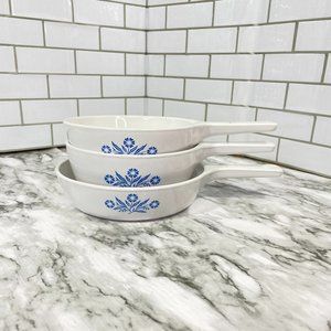 Set of 3 Vintage Corning Ware Blue Cornflower Sauce Pans P-81-B, P82-B, & P-83-B